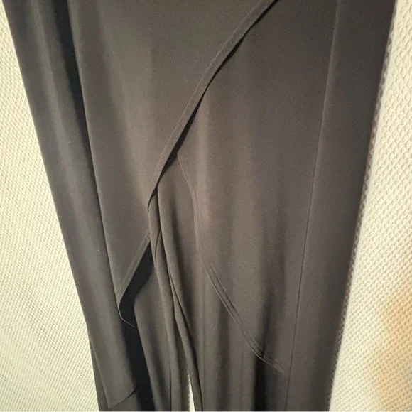 SYMPLI Sz 14 Overlay Asymmetrical Black Wide Leg Pull On Elastic Waist Pants - Picture 3 of 8